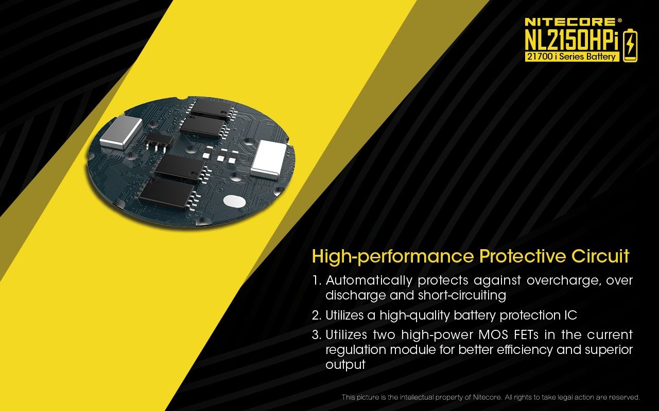 NITECORE NL2150HPi 5000mAh 21700 Batterie rechargeable Li-ion Haute Performance pour lampe de poche et vape