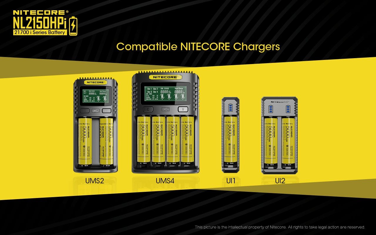 NITECORE NL2150HPi 5000mAh 21700 Batterie rechargeable Li-ion Haute Performance pour lampe de poche et vape