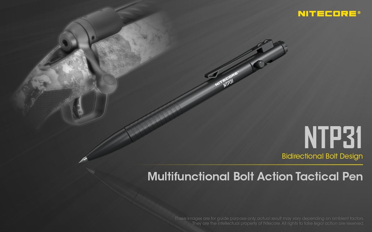 NITECORE NTP31 Stylo tactique ergonomique à verrou en alliage d'aluminium durable, brise-verre multifonctionnel