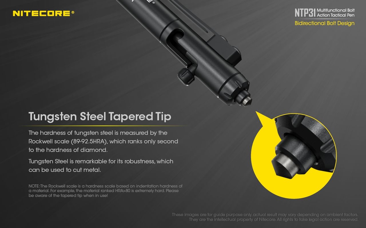 NITECORE NTP31 Stylo tactique ergonomique à verrou en alliage d'aluminium durable, brise-verre multifonctionnel