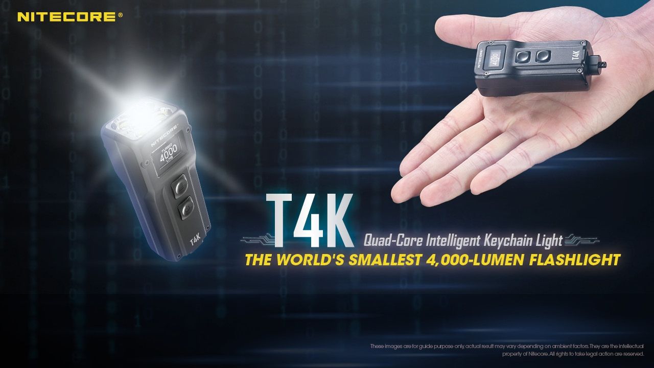 Nitecore T4K 4000 lumens Lampe torche porte-clés portable USB-C Équipement extérieur compact avec LEDs XP-L2 V6