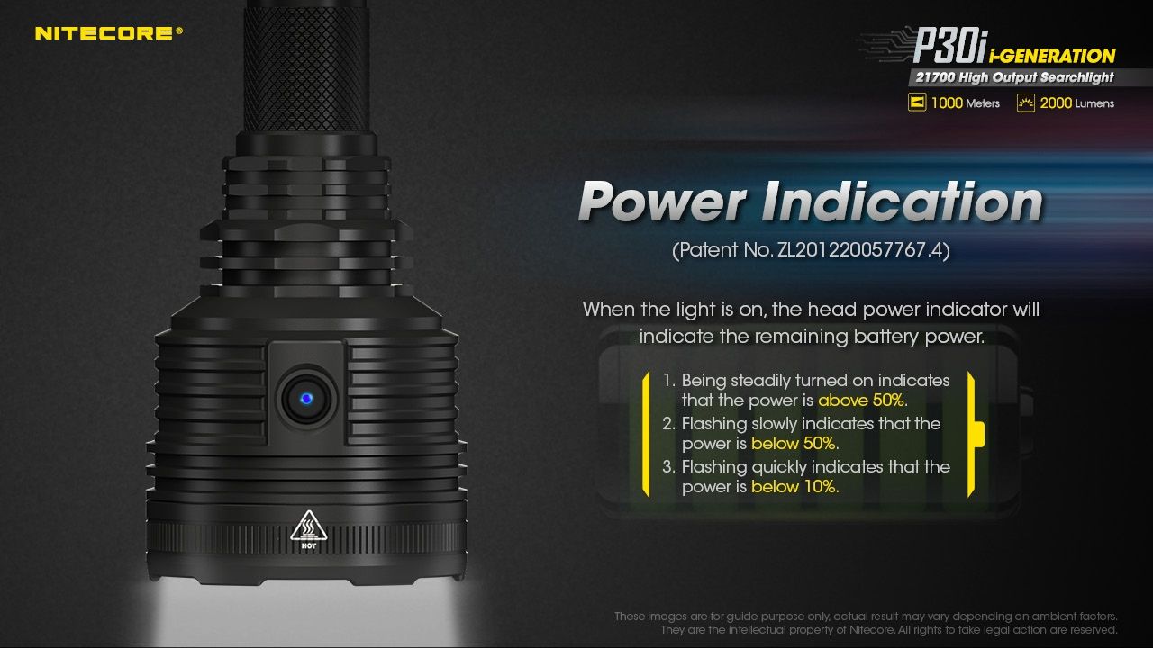 Découvrez la lampe torche tactique Nitecore P30i à LED XHP35 HI de 2000 lumens avec une portée de 1000 mètres, un éclairage extérieur robuste.