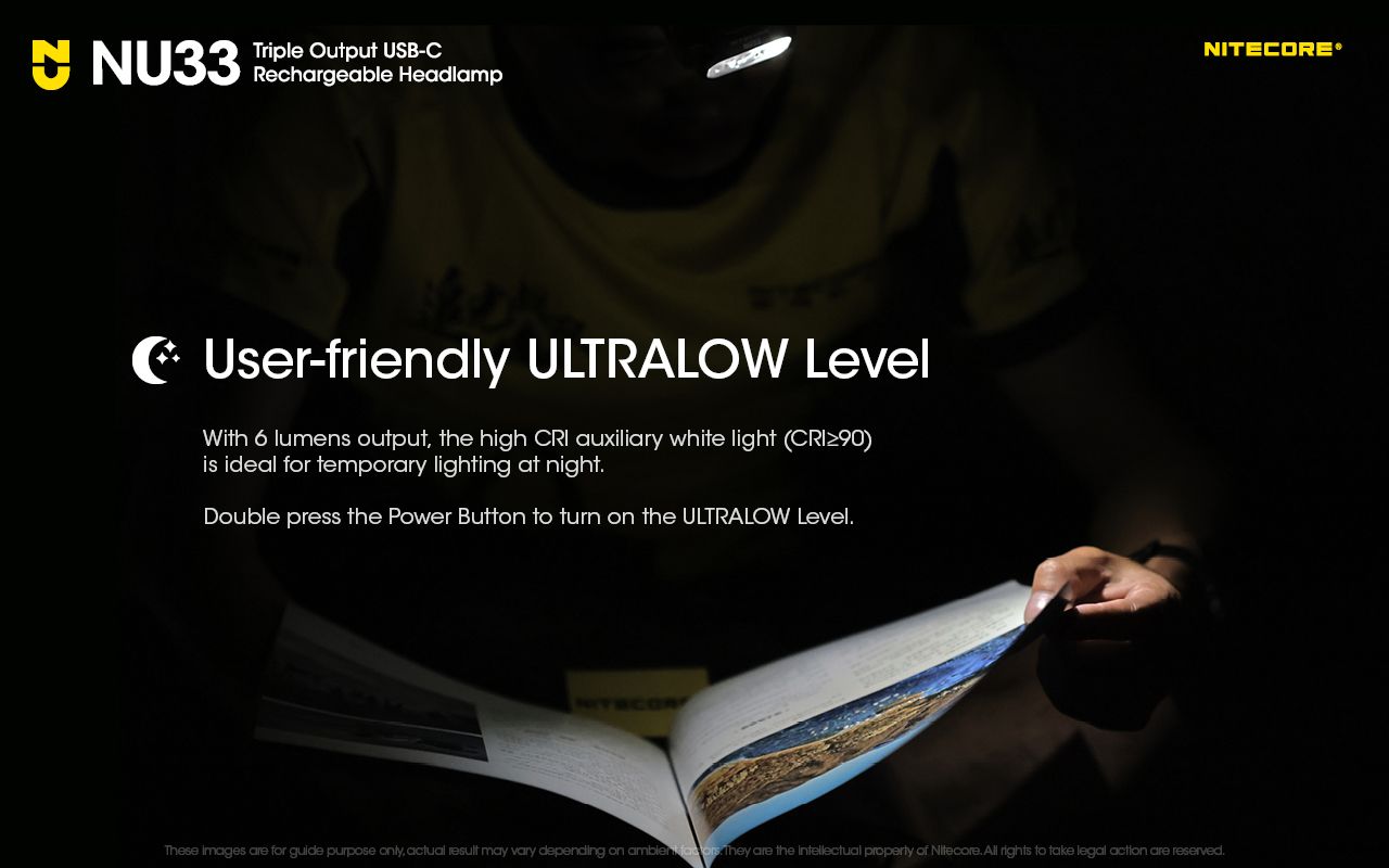 Nitecore NU33 Lampe frontale rechargeable USB-C 700LM Lumière vive Légère Imperméable pour Camping Randonnée Projets DIY
