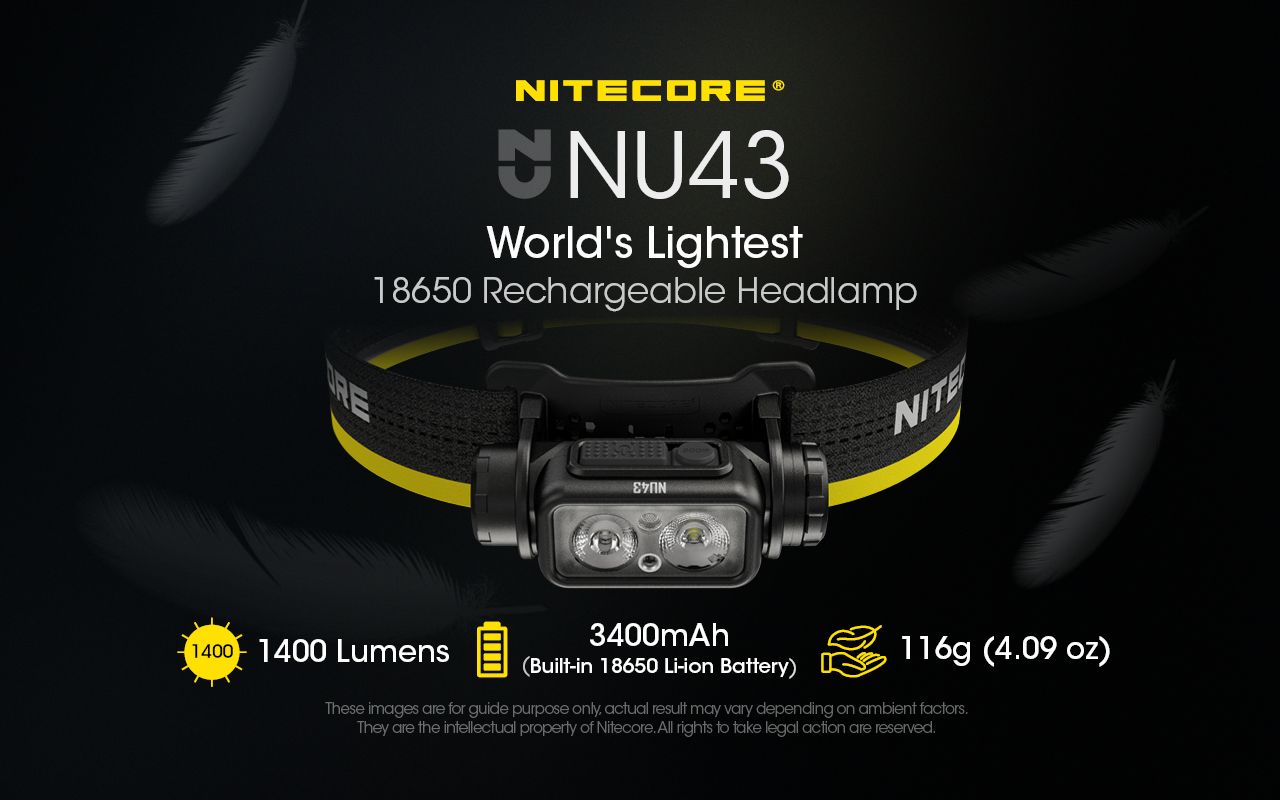 Lampe frontale rechargeable NITECORE NU43 1400 lumens lumière blanche et rouge pour camping en plein air