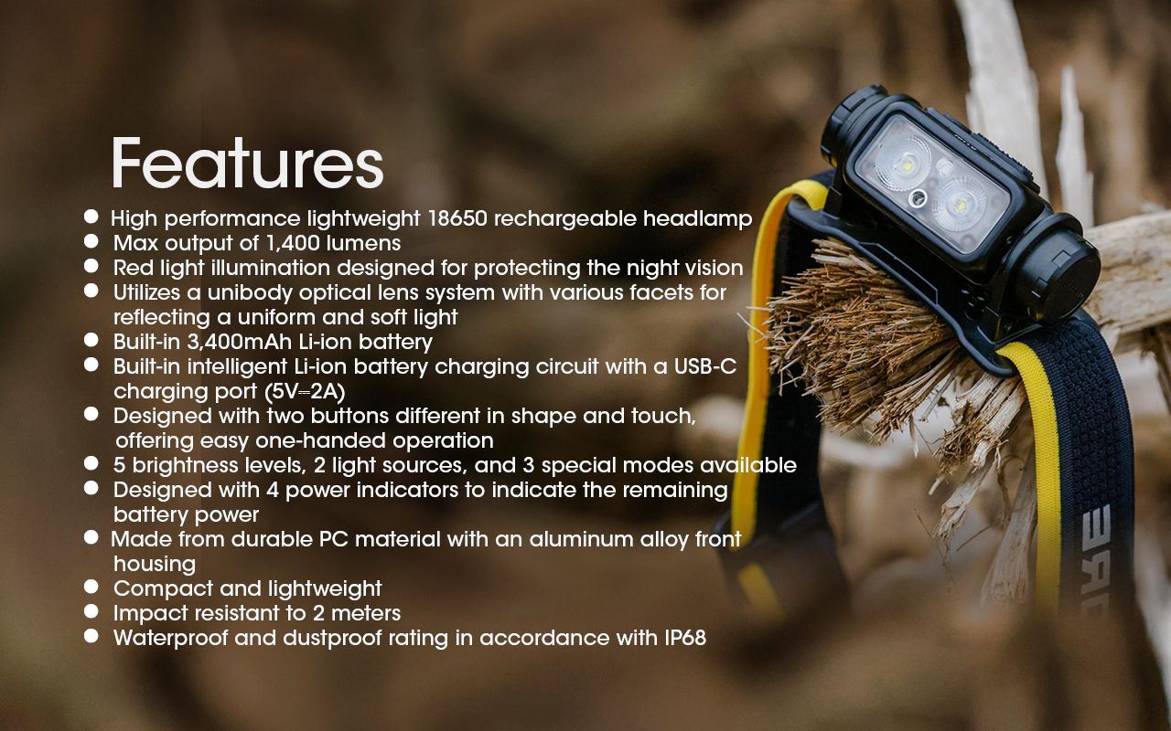 Lampe frontale rechargeable NITECORE NU43 1400 lumens lumière blanche et rouge pour camping en plein air