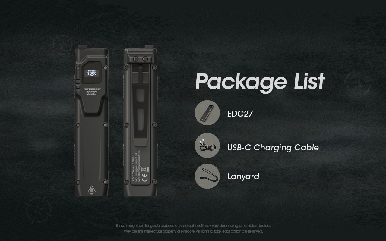 NITECORE EDC27 Lampe de poche rechargeable légère de 3000 lumens pour aventures en plein air et préparation aux situations d'urgence