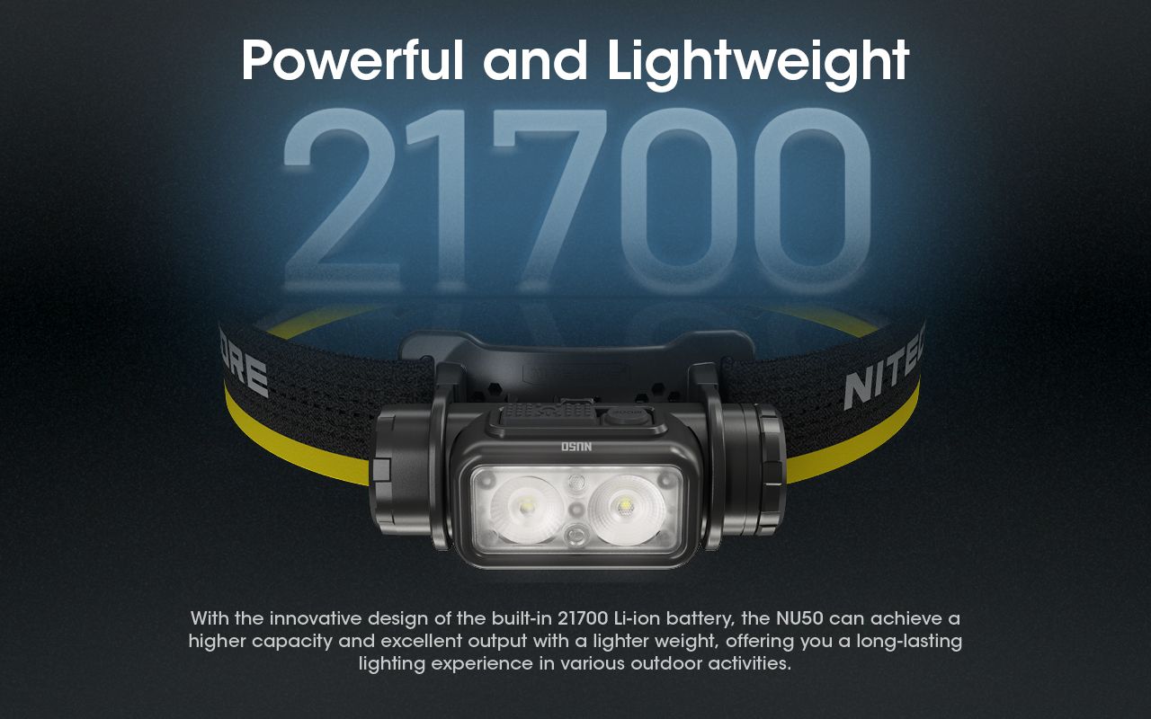 Lampe Frontale LED Nitecore NU50 1400 Lumens Éclairage Extérieur Batterie Intégrée Longue Autonomie