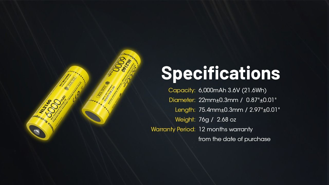 Batterie rechargeable Li-ion NITECORE NL2160 6000mAh 21700