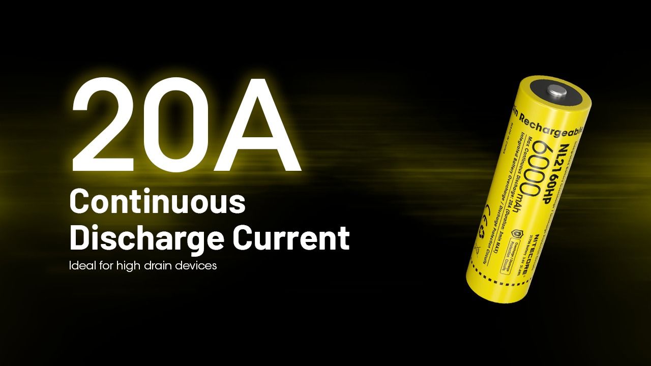NITECORE NL2160HP 6000mAh 3.6V 21700 USB-C batterie rechargeable Li-ion haute capacité source d'alimentation portable