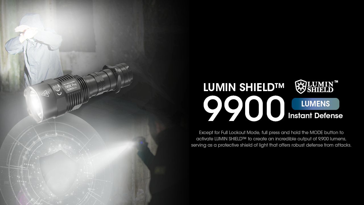 Nitecore TM9K PRO 9900 Lumens Lampe de poche rechargeable durable avec USB-C et faisceau de 510 m pour les aventures en plein air