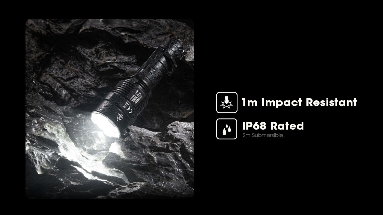 Nitecore TM9K PRO 9900 Lumens Lampe de poche rechargeable durable avec USB-C et faisceau de 510 m pour les aventures en plein air