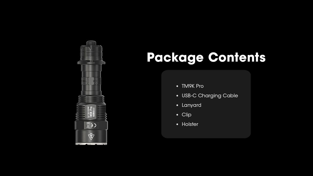 Nitecore TM9K PRO 9900 Lumens Lampe de poche rechargeable durable avec USB-C et faisceau de 510 m pour les aventures en plein air