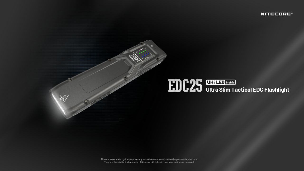 Nitecore EDC25 Lampe de poche compacte 3000 lumens USB-C polyvalente pour extérieur, lampe EDC haute luminosité