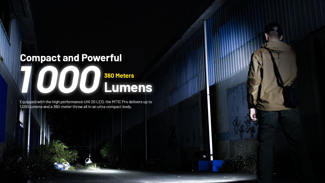 Nitecore MT1C Pro Lampe de poche EDC 1000 lumens, compacte et durable, pour la randonnée et les situations d'urgence, faisceau de 360 m