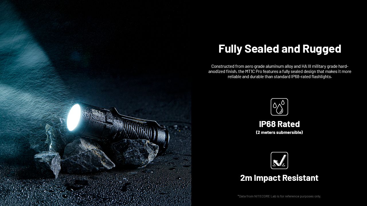 Nitecore MT1C Pro Lampe de poche EDC 1000 lumens, compacte et durable, pour la randonnée et les situations d'urgence, faisceau de 360 m