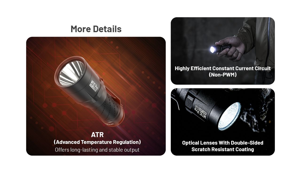 Nitecore MT1C Pro Lampe de poche EDC 1000 lumens, compacte et durable, pour la randonnée et les situations d'urgence, faisceau de 360 m