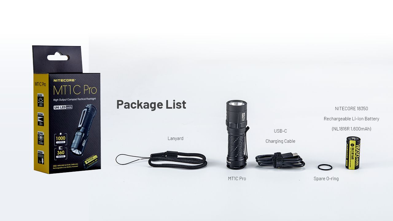 Nitecore MT1C Pro Lampe de poche EDC 1000 lumens, compacte et durable, pour la randonnée et les situations d'urgence, faisceau de 360 m