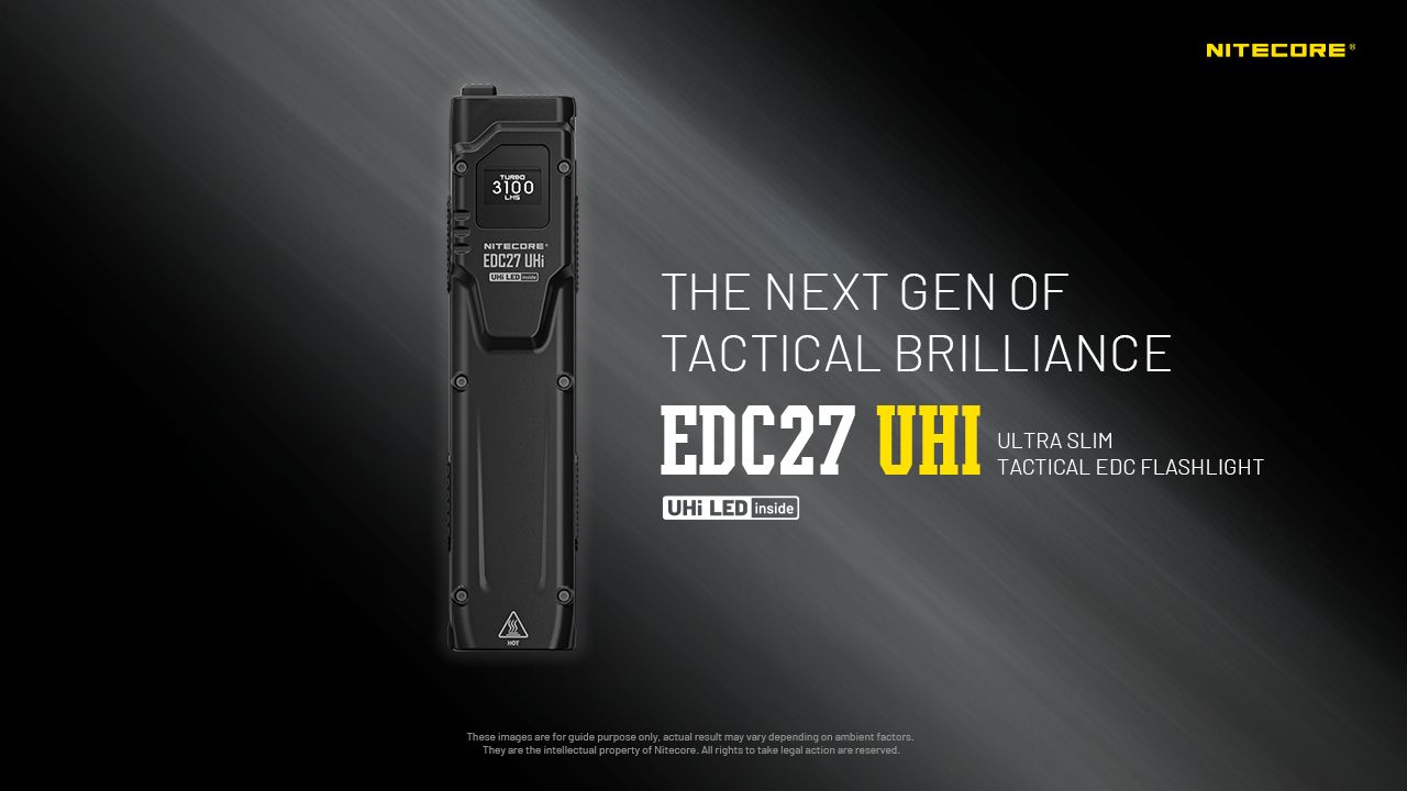 NITECORE EDC27 UHi 3100 Lumens Lampe de poche compacte rechargeable USB-C pour le camping, les urgences, l'utilisation en extérieur