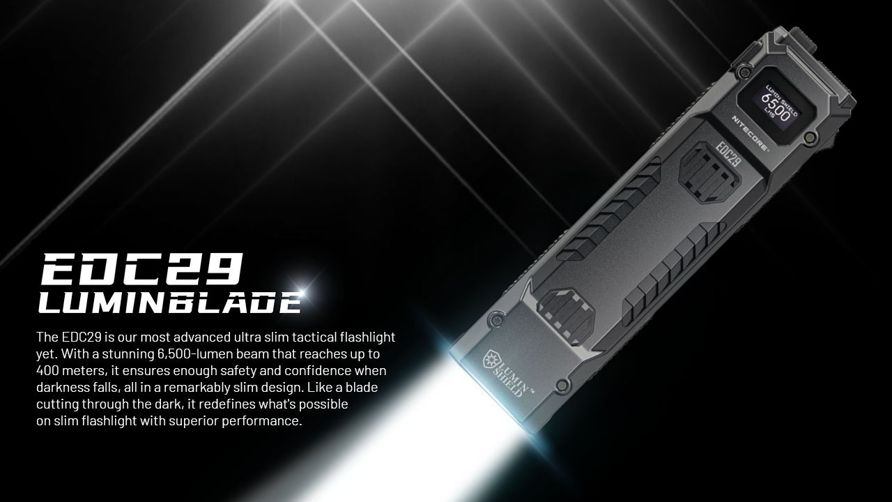 NITECORE EDC29 6500 Lumens Lampe Torche Rechargeable USB-C Visibilité Longue Portée Port Quotidien Aventure