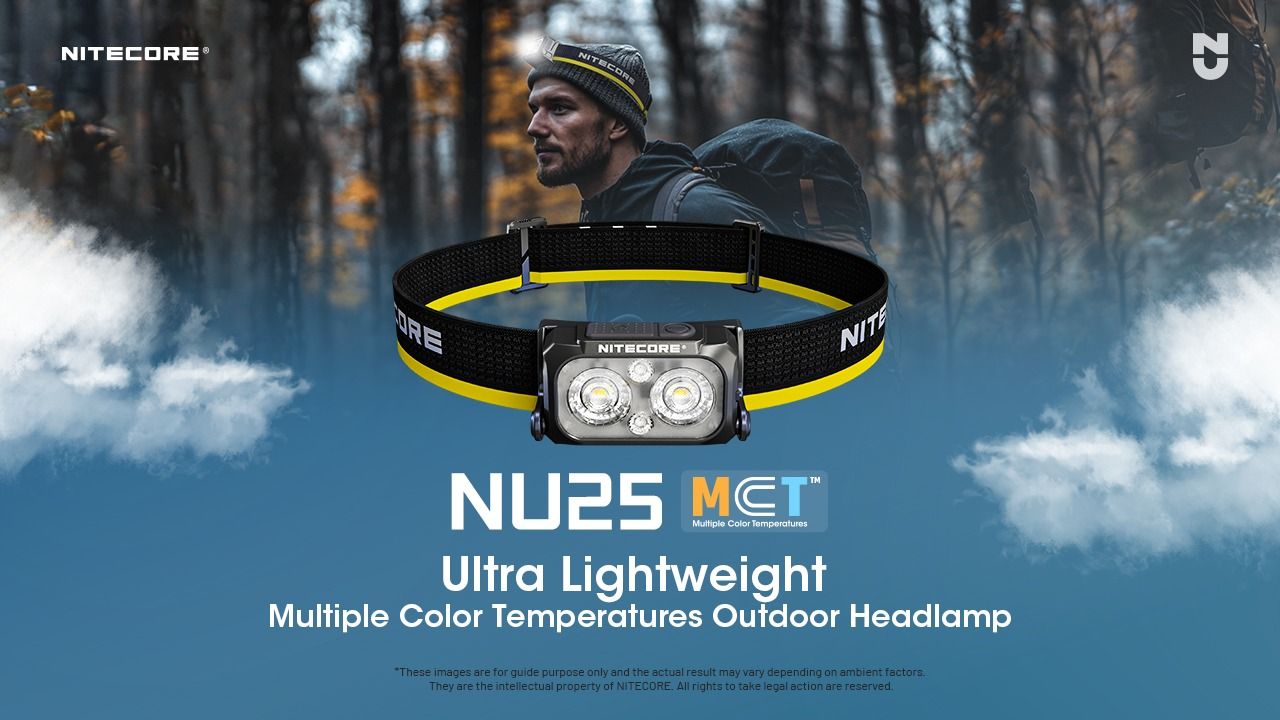 Lampe frontale NITECORE NU25 MCT 400 lumens LED rechargeable USB-C éclairage extérieur et faisceau double