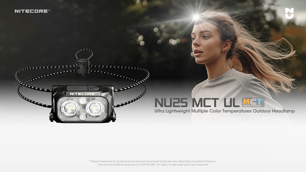 NITECORE NU25 MCT UL Lampe frontale 400 lumens, légère, rechargeable USB-C pour la randonnée, le camping et les urgences