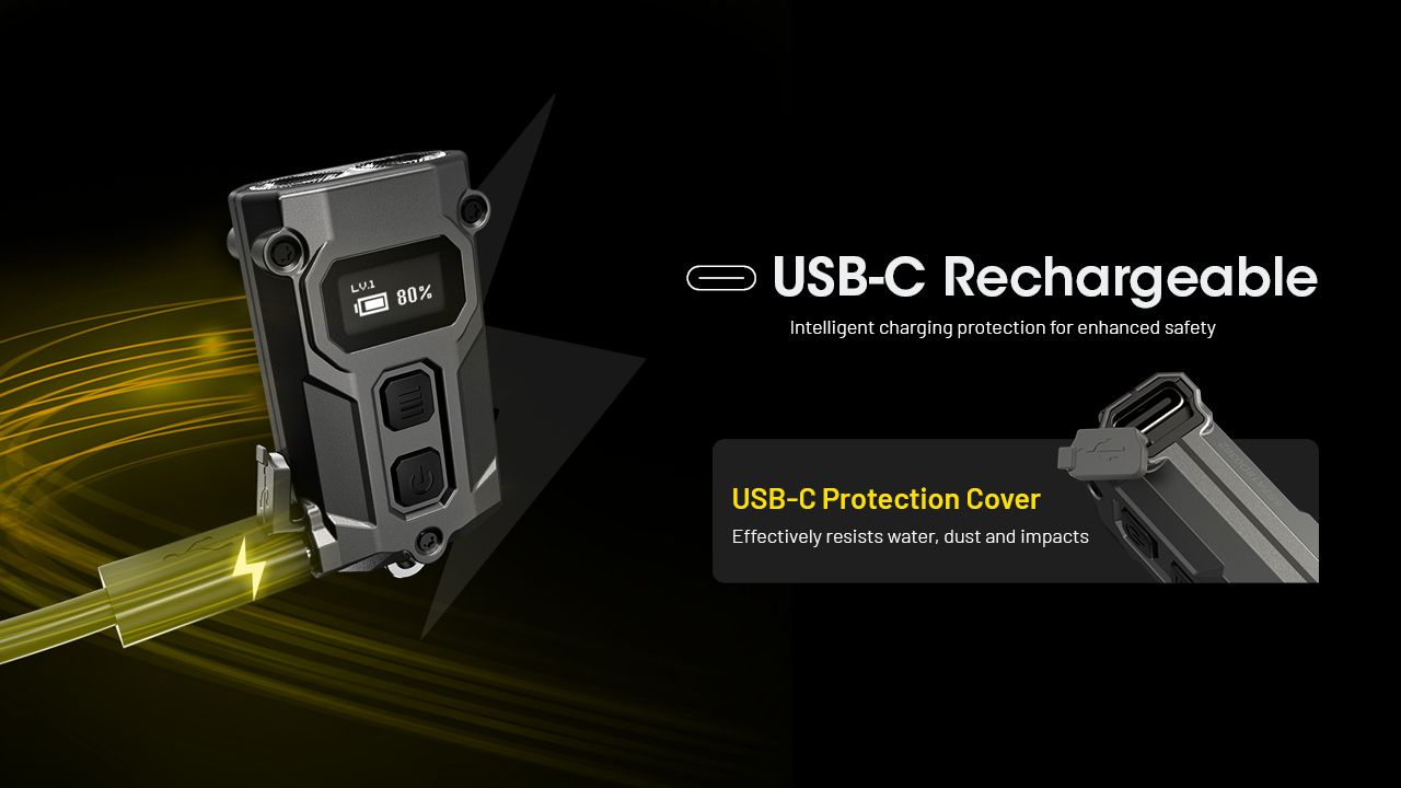 Lampe de poche porte-clés NITECORE TINI3 600 lumens, lampe EDC mini avec batterie rechargeable, design ultra-compact