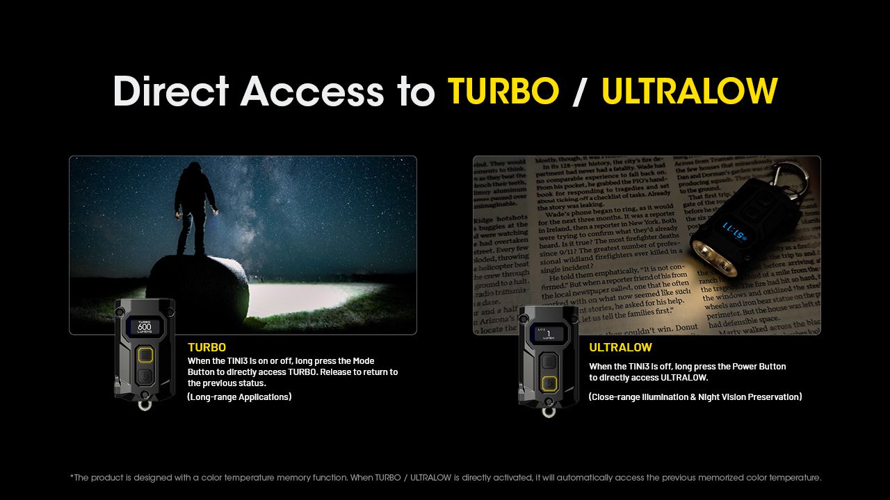 Lampe de poche porte-clés NITECORE TINI3 600 lumens, lampe EDC mini avec batterie rechargeable, design ultra-compact