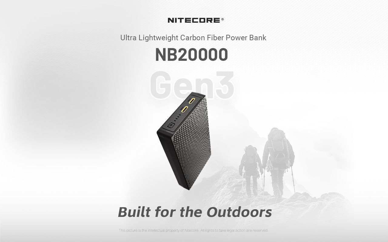 Nitecore NB20000 Gen3 QC Dual Port USB-C Power Bank 20000mAh Compagnon de voyage compact et léger