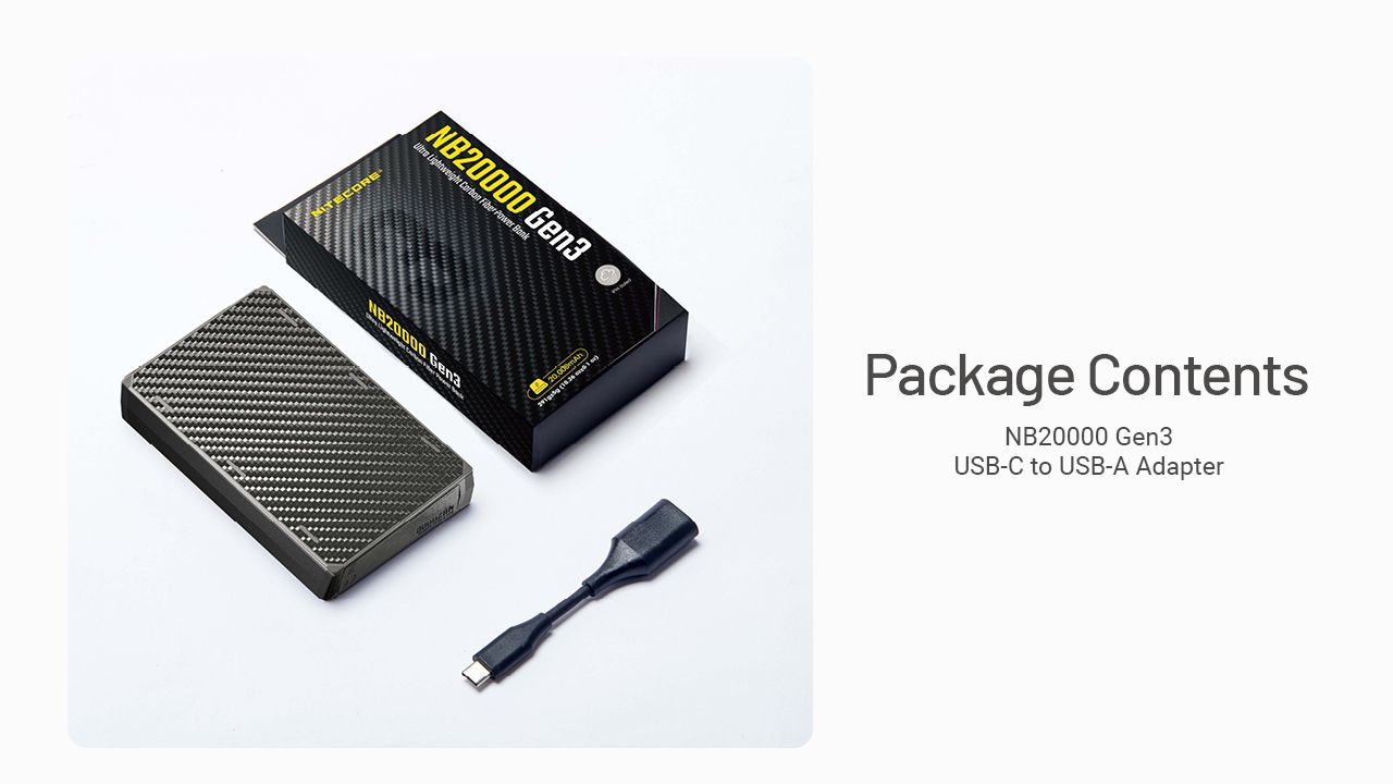 Nitecore NB20000 Gen3 QC Dual Port USB-C Power Bank 20000mAh Compagnon de voyage compact et léger