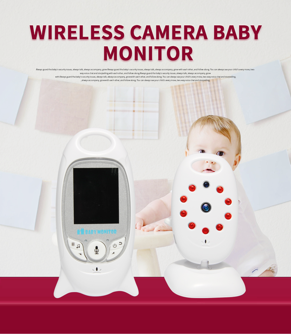 VB601 Moniteur bébé vidéo sans fil 2,4 GHz avec communication bidirectionnelle, vision nocturne et surveillance de la température.