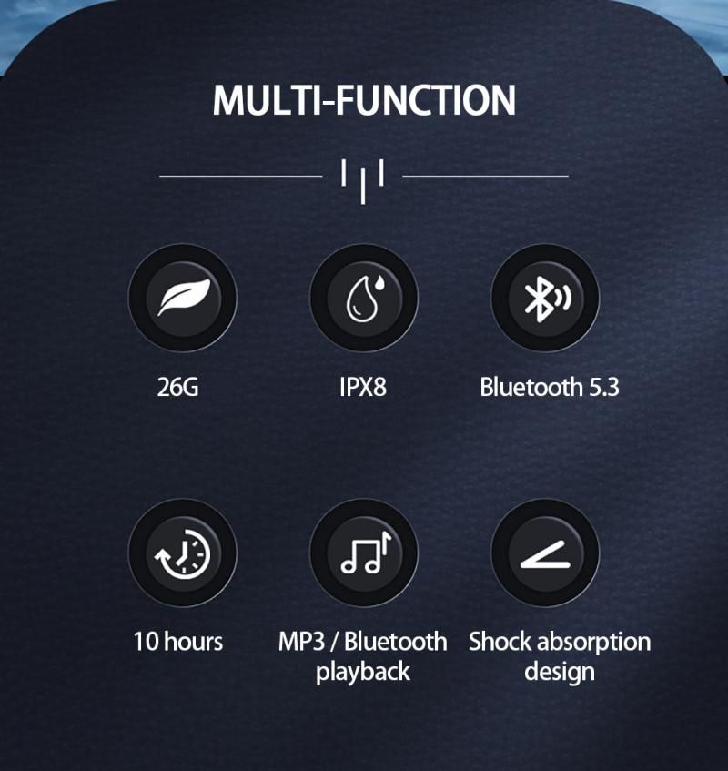 Écouteurs de Natation Conduction Osseuse 16 Go IP68 Étanche Bluetooth Sans Fil Casque Sport Musique Sans Fil