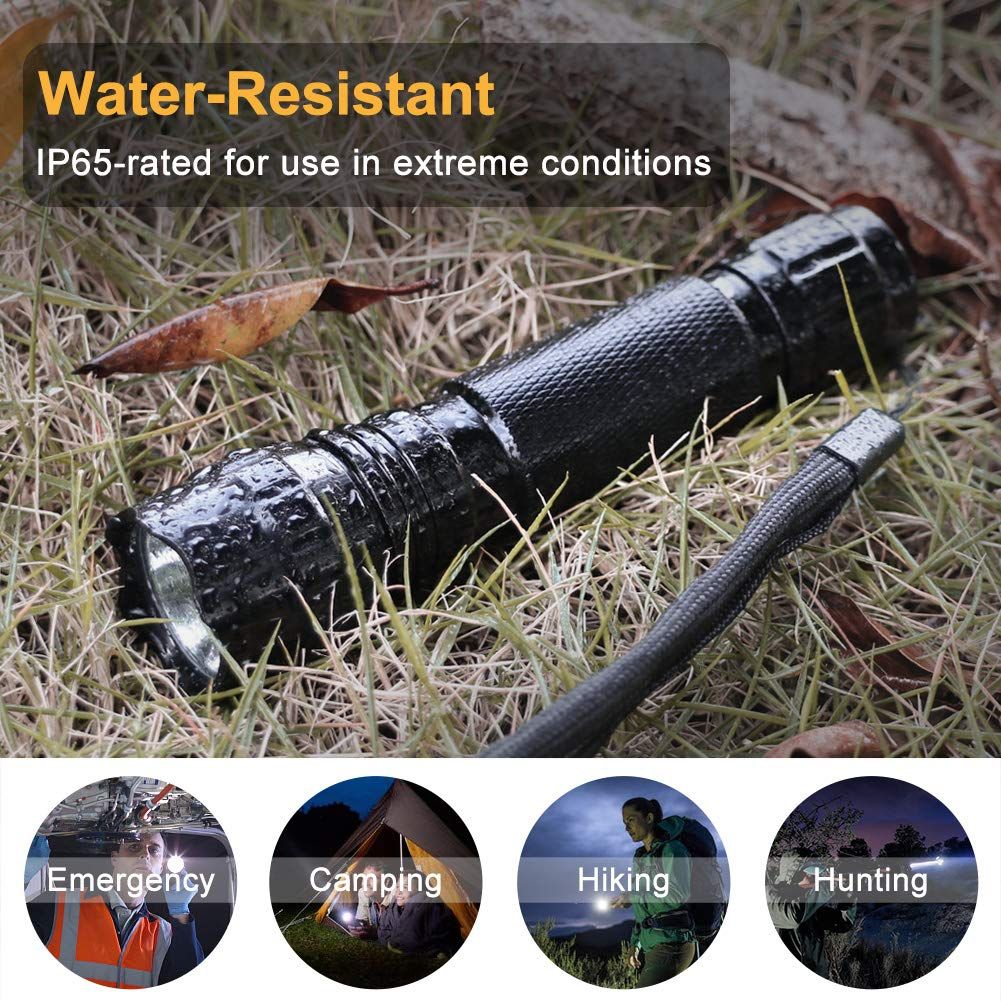 Lampe de poche LED UltraFire 501B multicolore, 1300 lumens, 5 modes, rechargeable, lumière tactique extérieure, équipement de camping.
