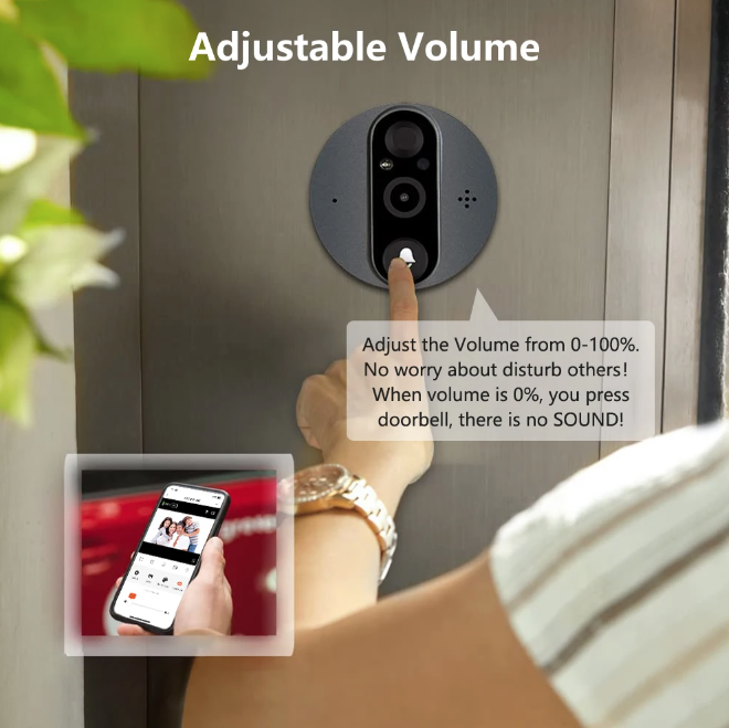 Caméra de porte à œilleton WiFi Tuya Smart 1080P avec détection de mouvement en temps réel, angle de vue de 120 degrés pour la sécurité domestique