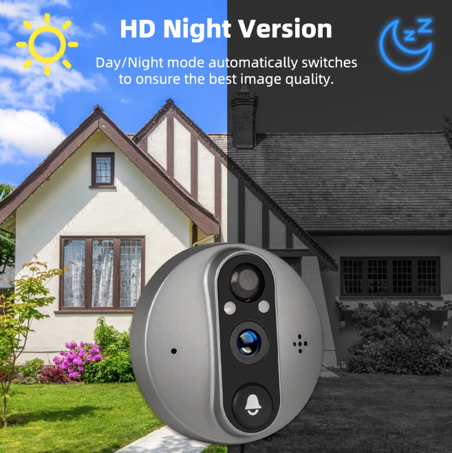 Caméra de porte à œilleton WiFi Tuya Smart 1080P avec détection de mouvement en temps réel, angle de vue de 120 degrés pour la sécurité domestique
