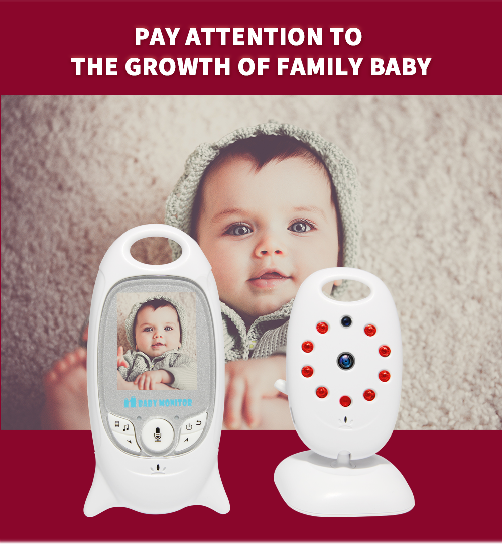 VB601 Moniteur bébé vidéo sans fil 2,4 GHz avec communication bidirectionnelle, vision nocturne et surveillance de la température.