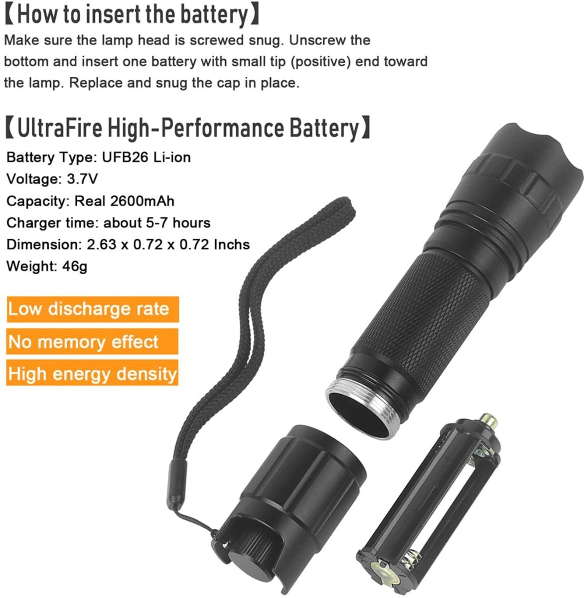 UltraFire Lampe torche IR LED 940nm à mise au point réglable et gradation sans crans pour vision nocturne, chasse et exploration de la faune sauvage