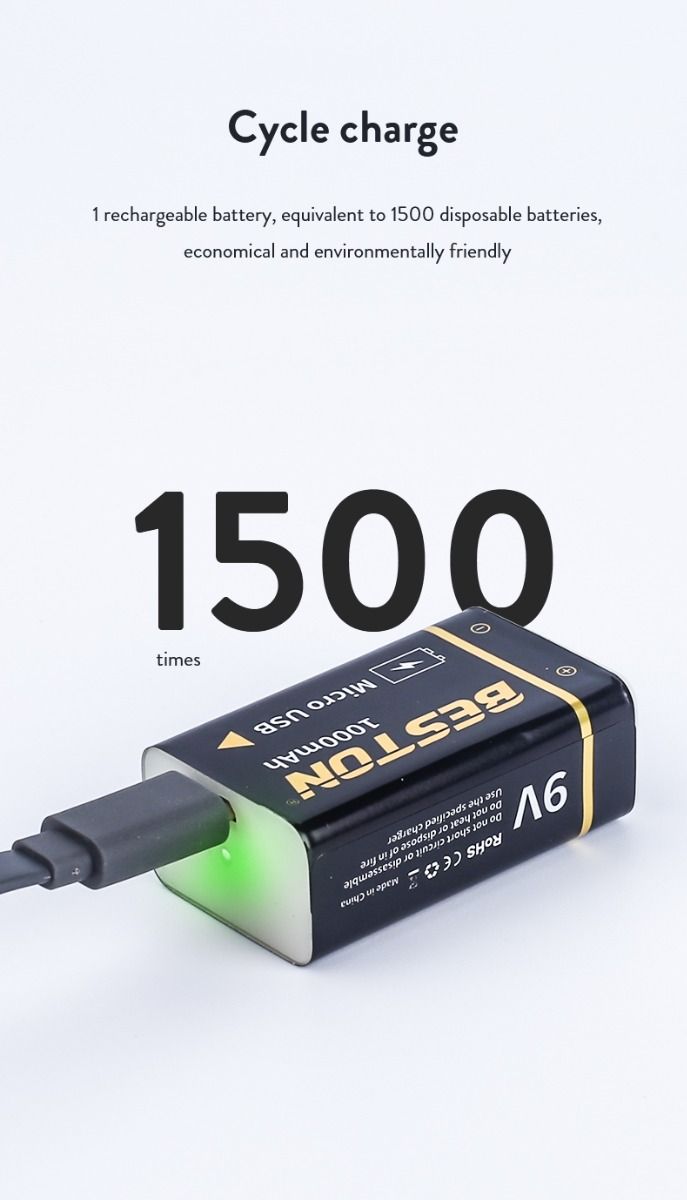 Batterie Beston 9V 1000mAh micro USB pour hélicoptères RC haute capacité longue durée et solution écologique