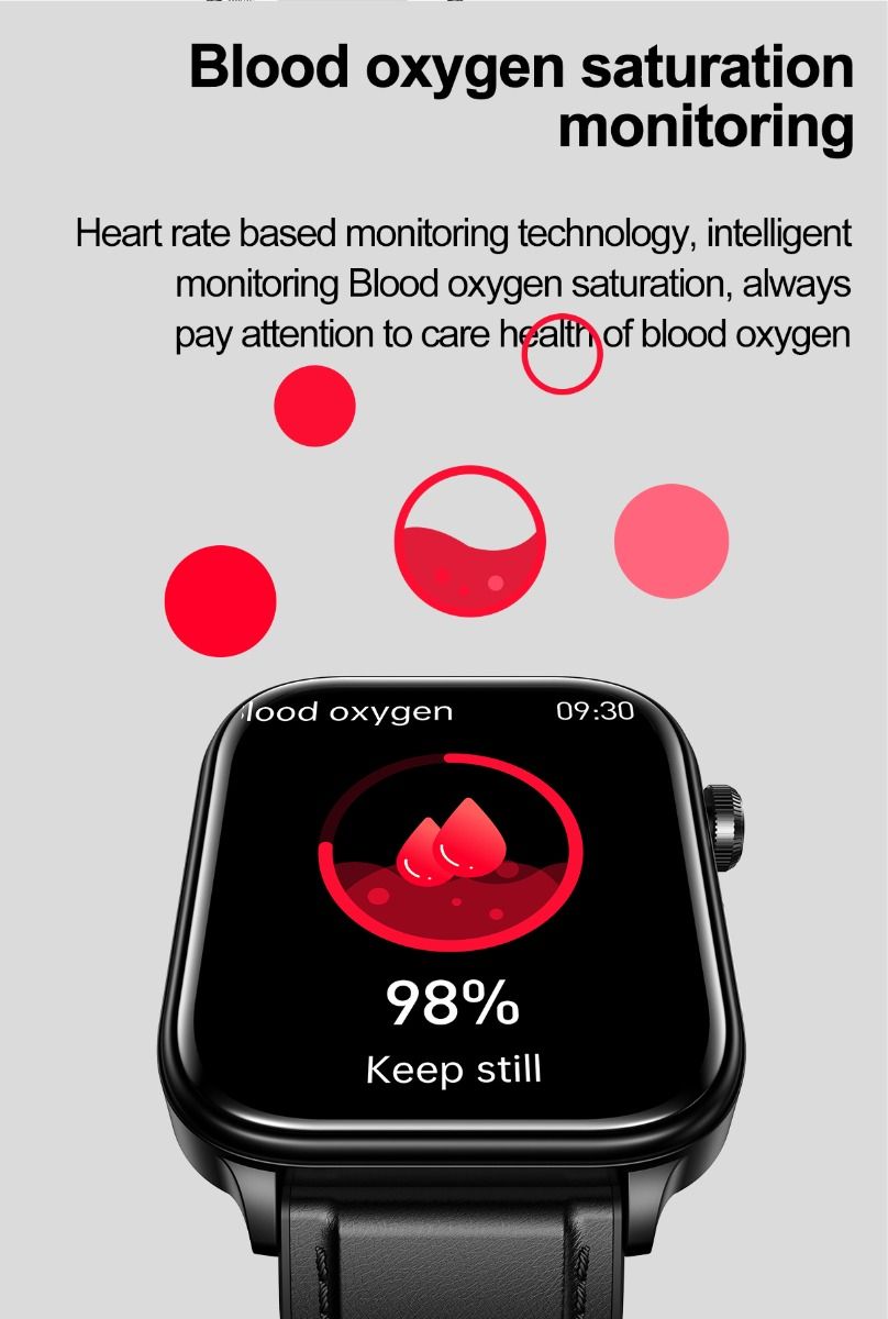 ET570 Glycémie Montre Connectée ECG Fréquence Cardiaque Tension Artérielle Smartwatch