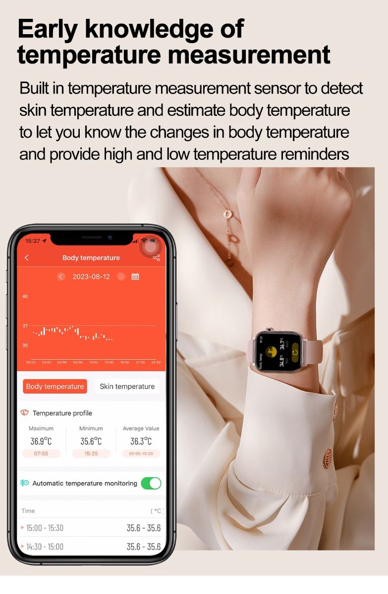 ET570 Glycémie Montre Connectée ECG Fréquence Cardiaque Tension Artérielle Smartwatch