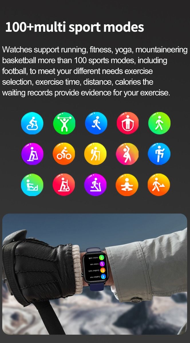 ET570 Glycémie Montre Connectée ECG Fréquence Cardiaque Tension Artérielle Smartwatch
