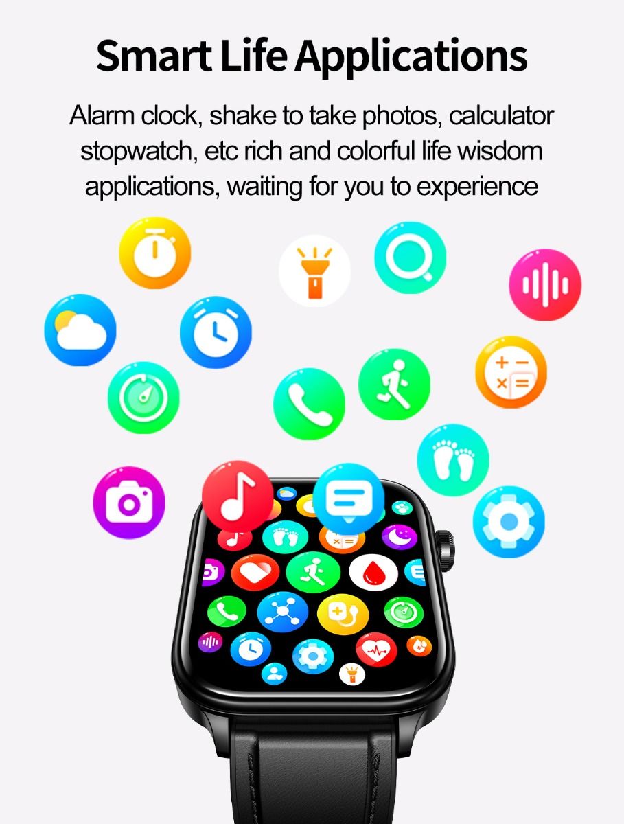 ET570 Glycémie Montre Connectée ECG Fréquence Cardiaque Tension Artérielle Smartwatch