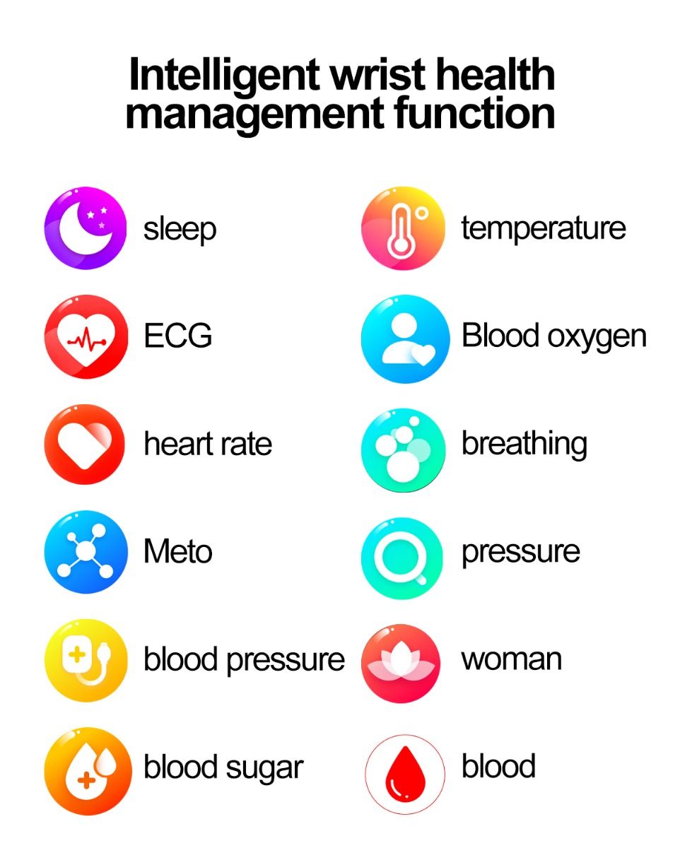 ET570 Glycémie Montre Connectée ECG Fréquence Cardiaque Tension Artérielle Smartwatch