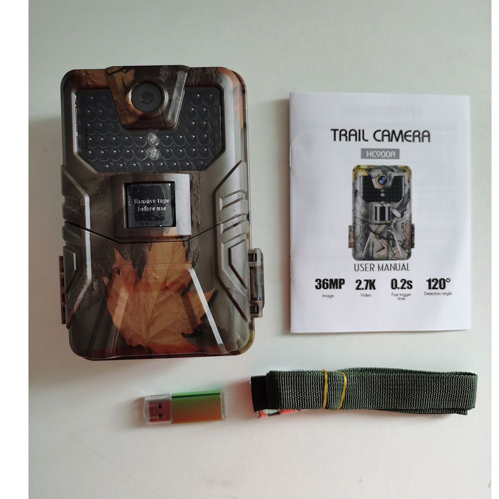 HC-900A Caméra de Piste 36MP 2.7K avec Vision Nocturne Infrarouge Invisible et Capteur PIR pour Surveillance Faune