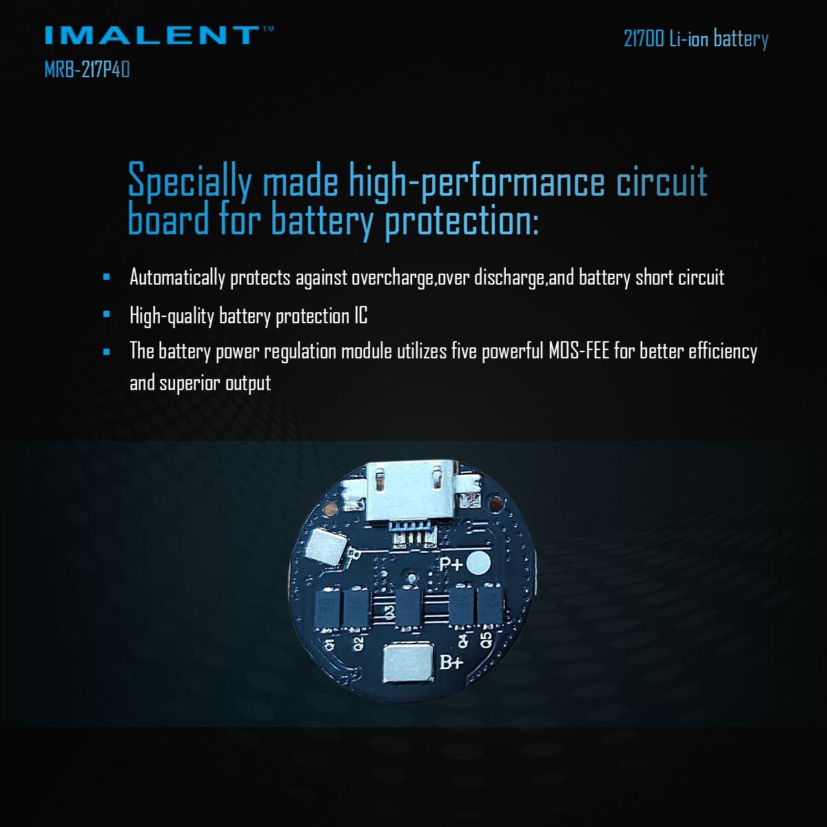 IMALENT MRB-217P40 Batterie 21700 4000mAh Type-C Rechargeable Haute Capacité pour Lampes de poche et Gadgets