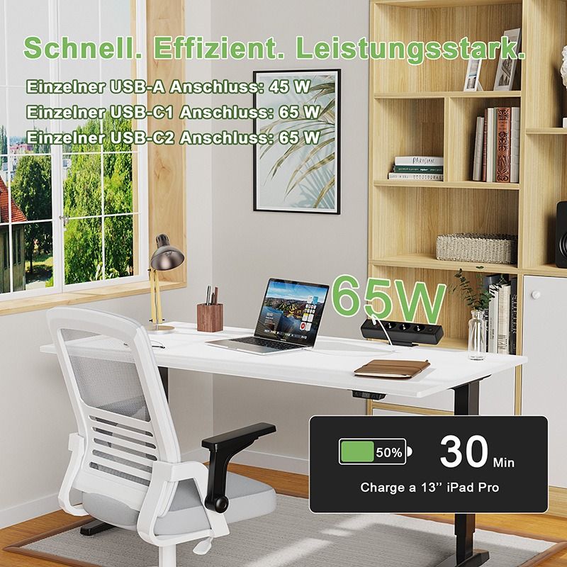 Barrette d'alimentation avec pince de bureau, station de charge rapide totale 18/65W USB charge rapide prise standard européenne, interrupteur de protection contre les surcharges, prise de bureau, alimentation UE pour mobilier de bureau