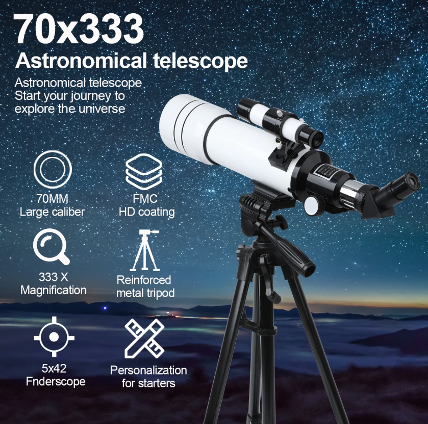 Explorez l'univers avec le Bossdun télescope 333X pour enfants idéal observation des étoiles et de la lune