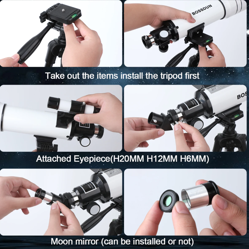 Explorez l'univers avec le Bossdun télescope 333X pour enfants idéal observation des étoiles et de la lune