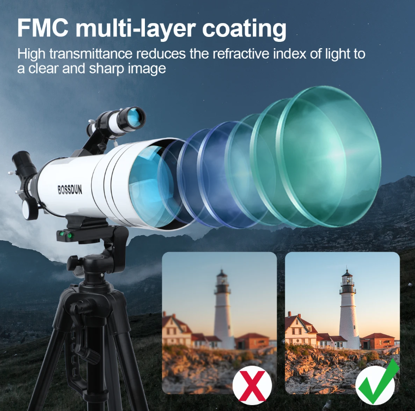 Explorez l'univers avec le Bossdun télescope 333X pour enfants idéal observation des étoiles et de la lune