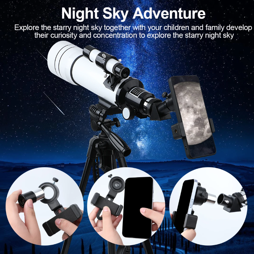 Explorez l'univers avec le Bossdun télescope 333X pour enfants idéal observation des étoiles et de la lune