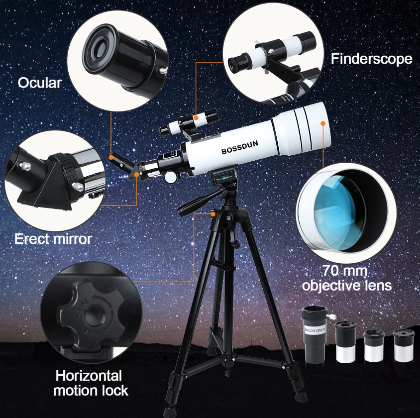 Explorez l'univers avec le Bossdun télescope 333X pour enfants idéal observation des étoiles et de la lune